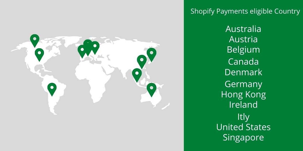 Shopify Payments ประเทศที่มีสิทธิ์