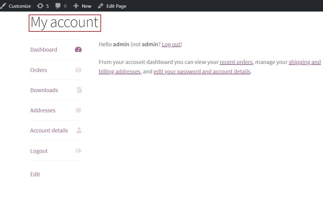 WooCommerce 내 계정 2