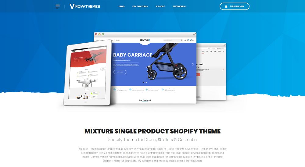 Tema Shopify per un singolo prodotto della miscela