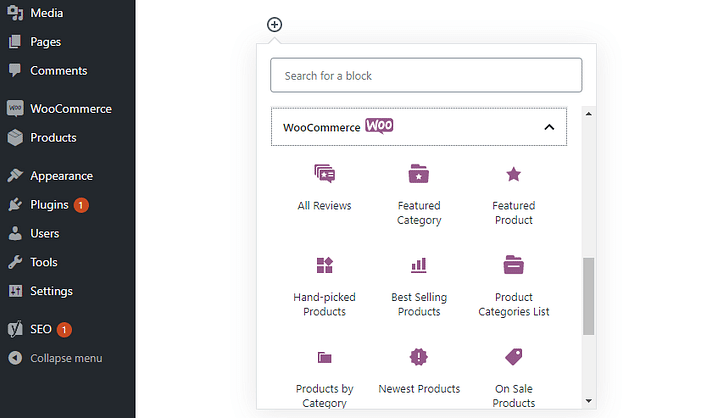 blocos de woocommerce