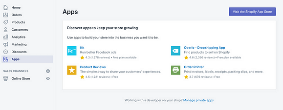 Apps da Shopify