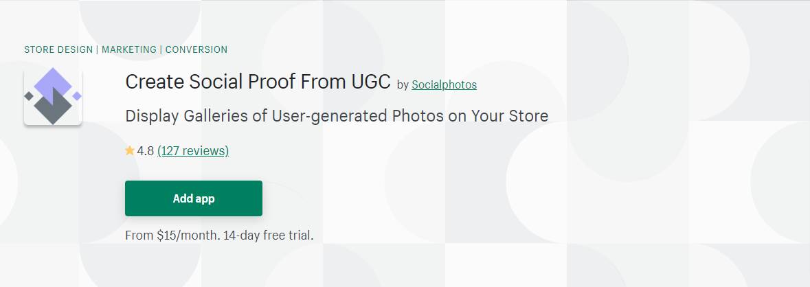 UGC에서 사회적 증거를 만드는 Shopify 앱