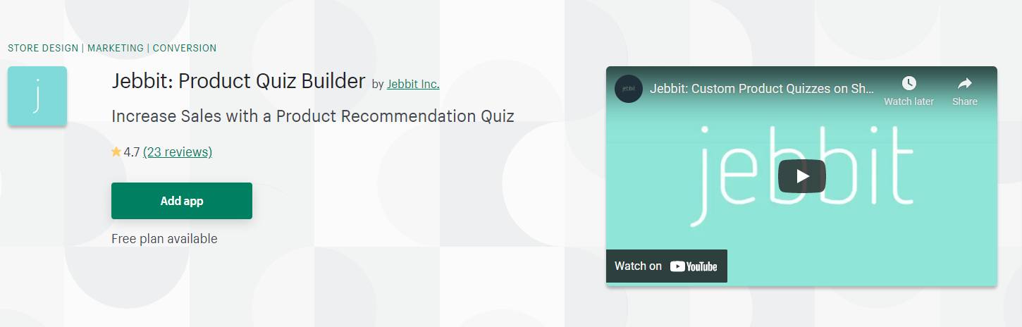 Shopify용 Jebbit 제품 퀴즈 빌더