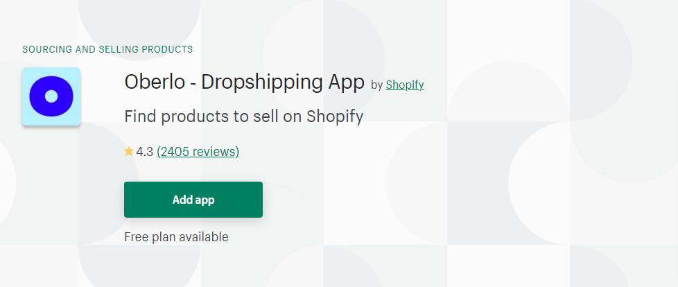 Oberlo - 최고의 Shopify Dropshipping 앱