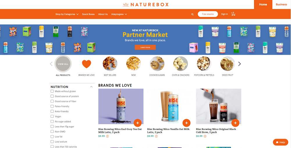 NatureBox - Melhor design de site de comércio eletrônico