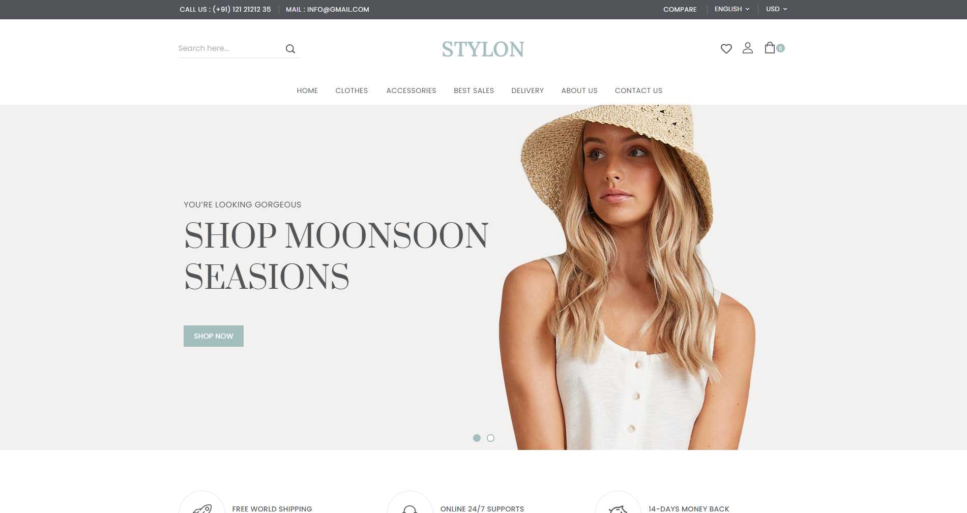 Stylon_ ร้านแฟชั่นและรองเท้า Prestashop Theme