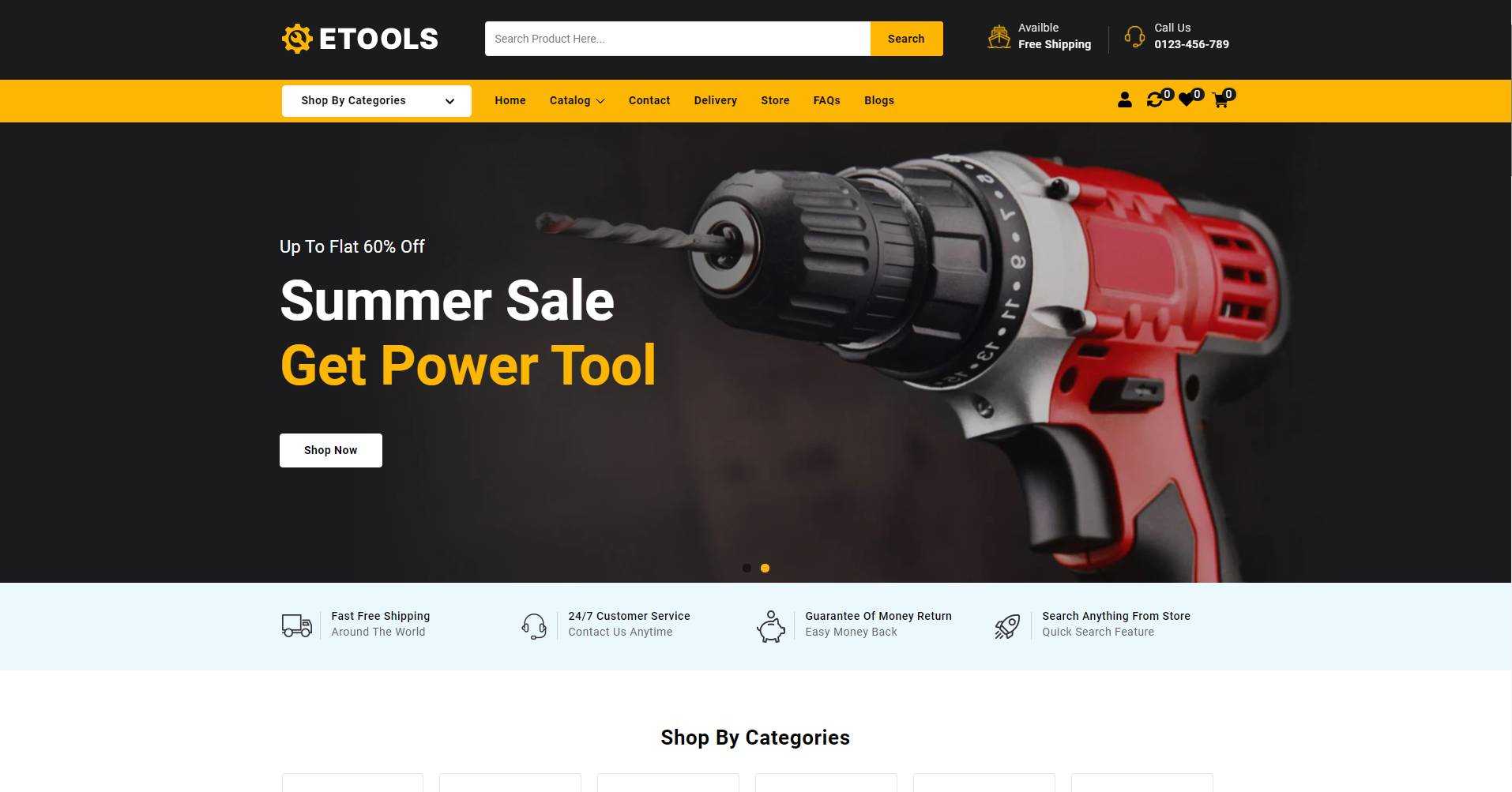 Etools Power และเครื่องมือช่าง Shopify Theme