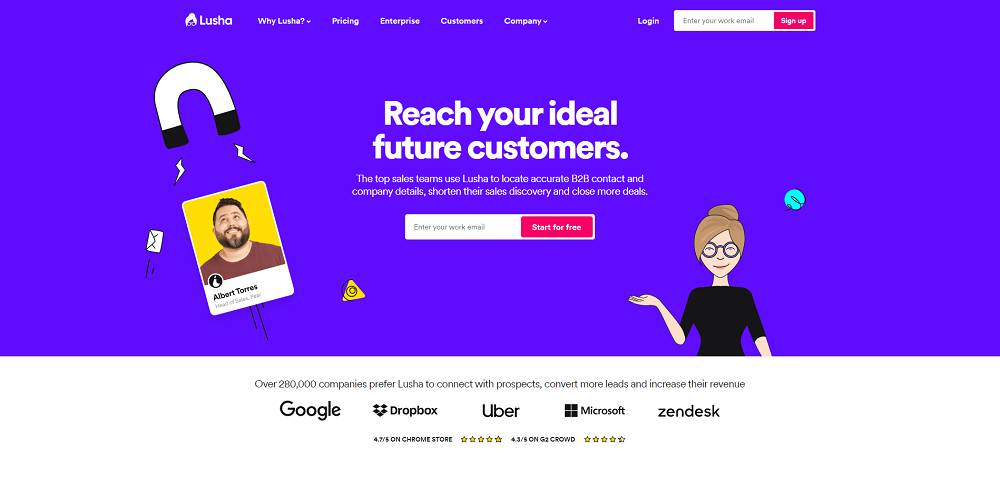Lusha - Melhor ferramenta de busca de e-mail