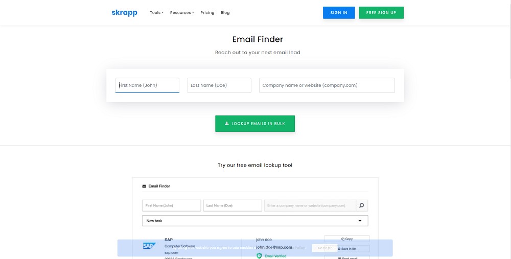 Skrapp - Ferramenta de localização de e-mail