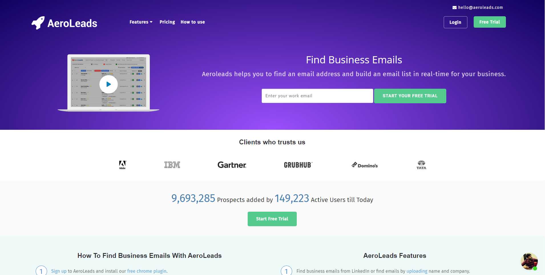 AeroLeads - Ferramentas de localização de e-mail