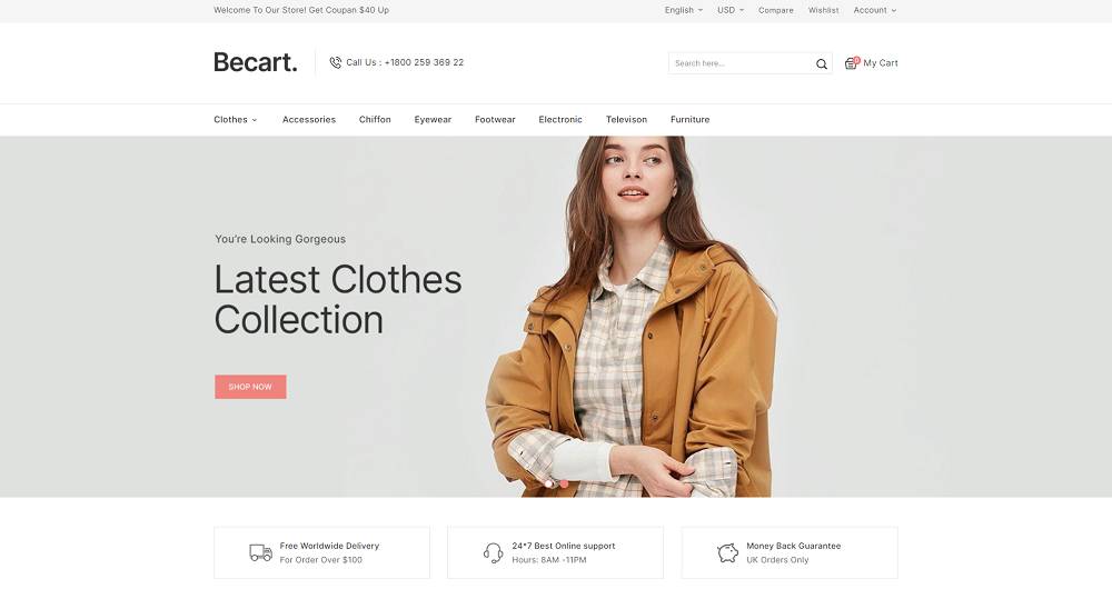 BecartファッションストアPretaShopテンプレート