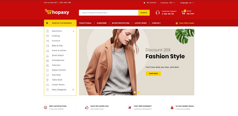 Shopaxy_多目的ストアPrestaShopテーマ
