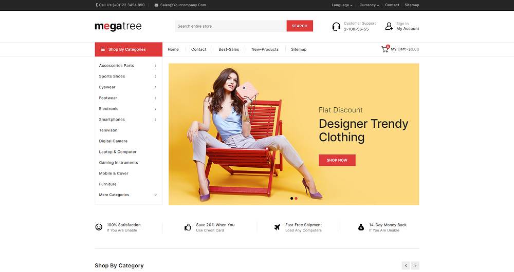 Megatree - многоцелевой шаблон PrestaShop для мегамагазина