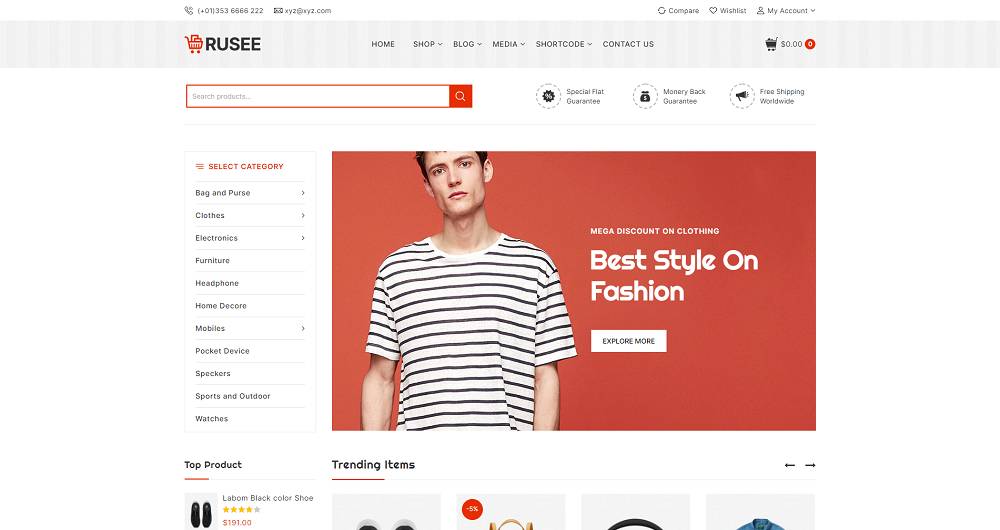 Rusee-ElementorWooCommerceのファッションテーマ