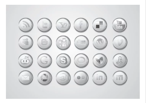 Silbernes Social Media Icon Pack