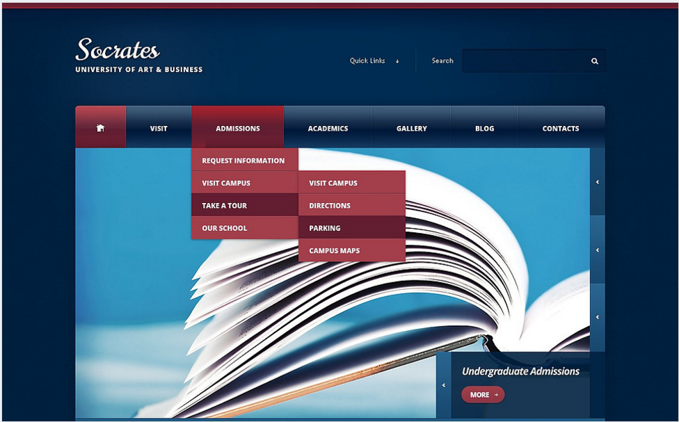 Темно-синий университет Drupal Шаблон