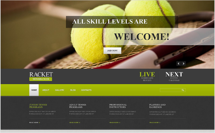 Șablon Joomla adaptabil la tenis