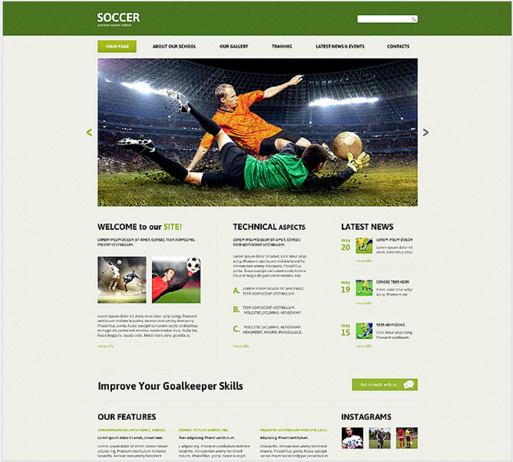 Șablon Joomla receptiv la fotbal