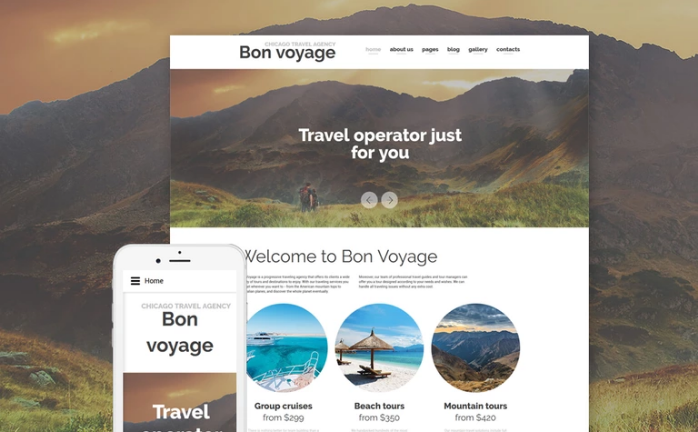 Bon Voyage - وكالة سفر وتخطيط إجازة قالب جملة مستجيب
