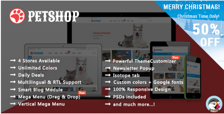 Petshop — адаптивная тема Prestashop