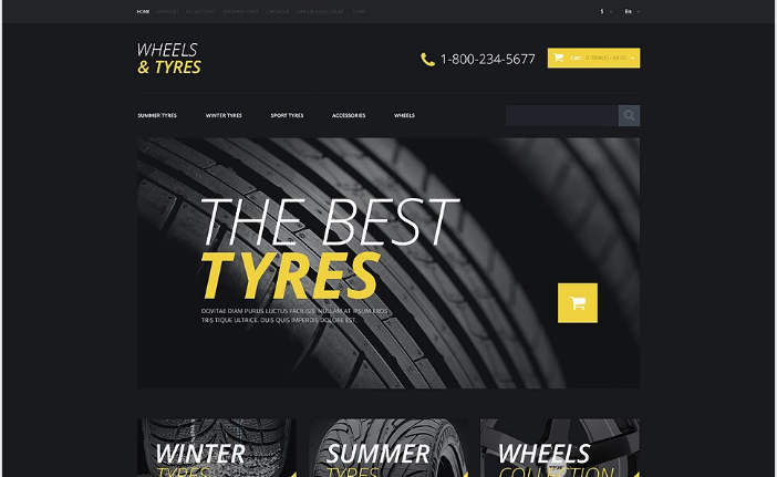 Колеса и шины Адаптивный шаблон OpenCart