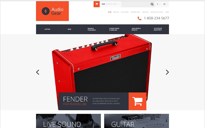 Отзывчивый шаблон OpenCart для музыкального магазина