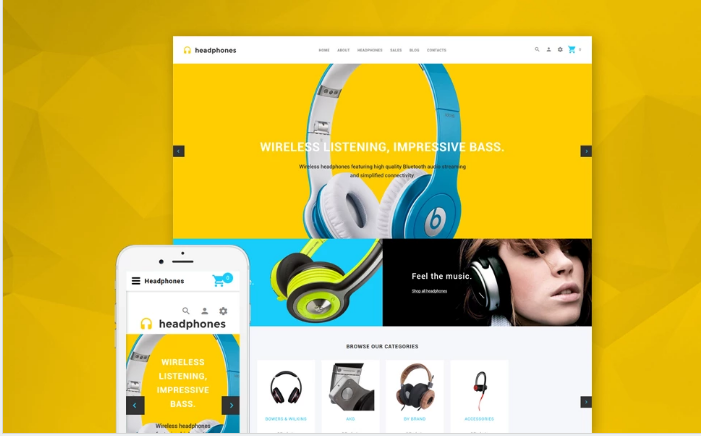 Наушники - Адаптивный аудио магазин OpenCart шаблон + RTL