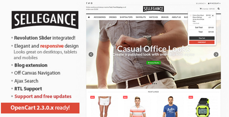 Sellegance - отзывчивая и чистая тема OpenCart