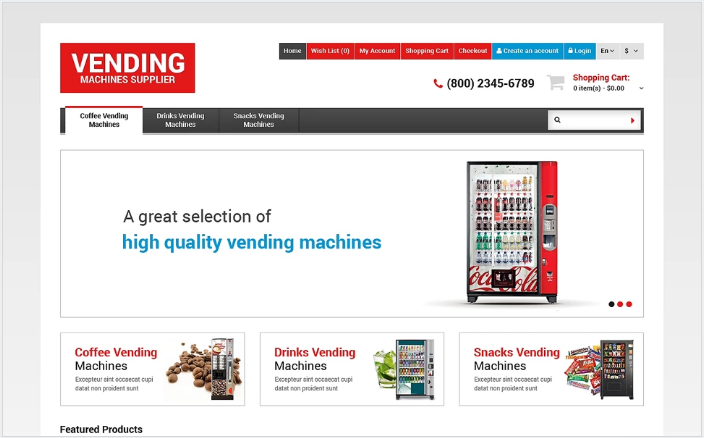Еда и напитки Адаптивный шаблон OpenCart