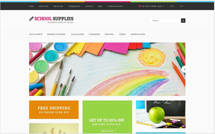 Канцелярские товары Отзывчивый шаблон OpenCart