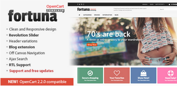 Fortuna — элегантная и отзывчивая тема OpenCart