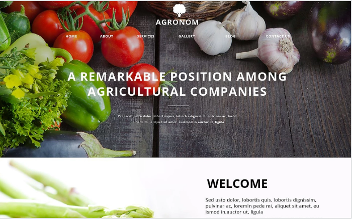 Șablon de site web adaptabil pentru agricultură