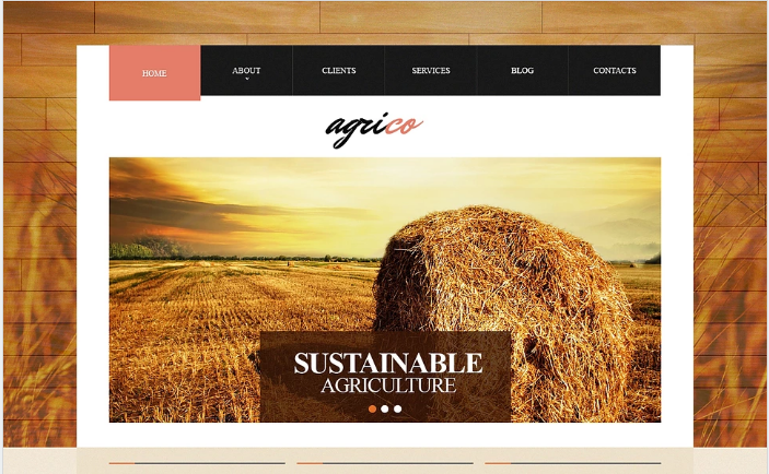 Șablon de site web adaptabil pentru agricultură
