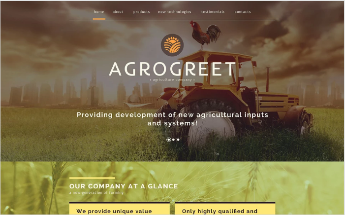 Șablon de site pentru agricultură