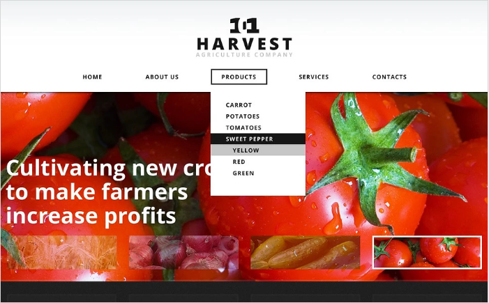 Șablon de site web adaptabil pentru agricultură