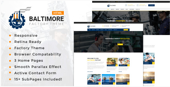 Baltimore Factory - Шаблон HTML5 для промышленного бизнеса