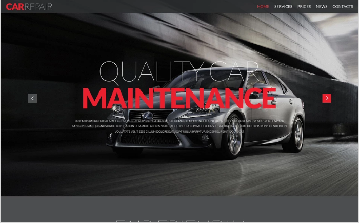 Адаптивный шаблон веб-сайта по ремонту автомобилей