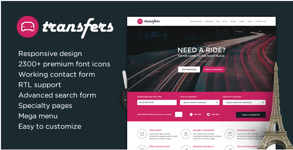 Трансферы - HTML-шаблон транспорта и проката автомобилей
