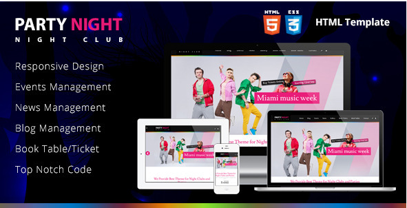 Party Night - HTML-Vorlage für Nachtclubs