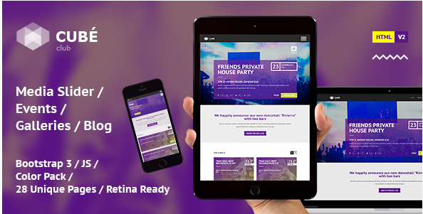 Club Cube v.2 - Responsives HTML5-Design für Nachtclubs