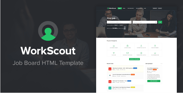 WorkScout - قالب HTML للوحة العمل