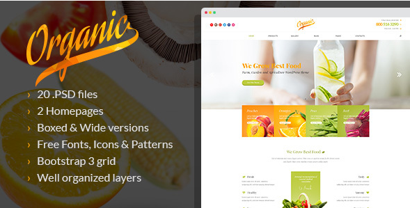 Orgánico - Plantilla PSD de granja, jardín y agricultura