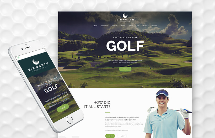 Męskie motywy WordPress w klubie golfowym