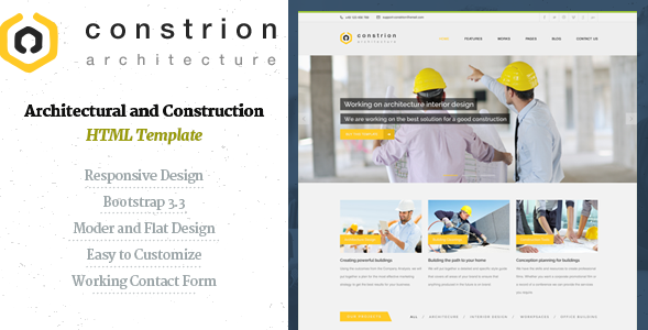 Constrion - Plantilla HTML de Construcción y Constructor