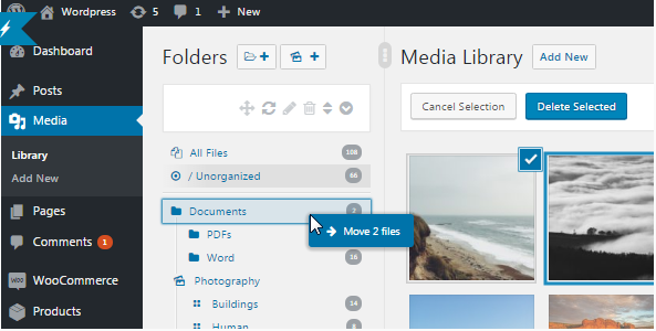 Biblioteca multimedia real de WordPress