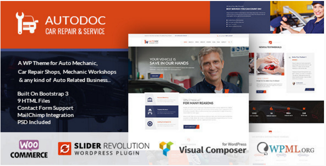 AutoDoc - Tema de WordPress para taller mecánico de reparación de automóviles