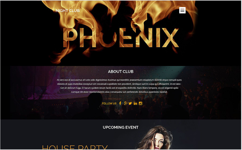 Tema de WordPress para club nocturno