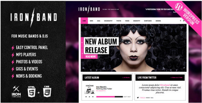 IronBand - Tema de WordPress para bandas de música y DJ
