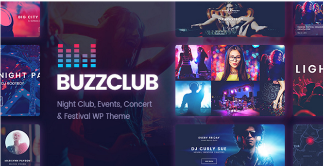 Buzz Club - Tema de WordPress para eventos de festivales de música, DJ y clubes nocturnos