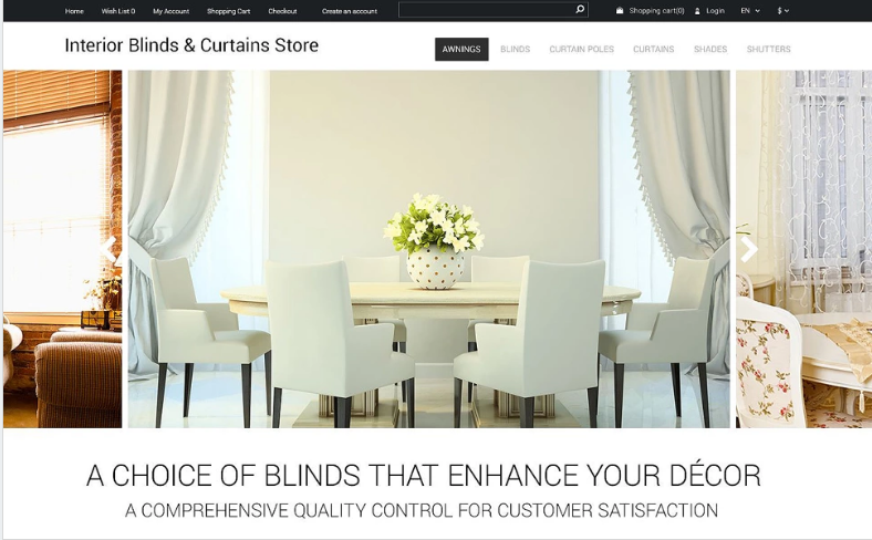Plantilla OpenCart para diseño de interiores